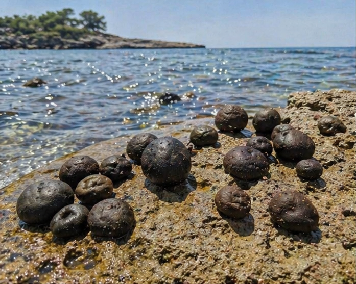 Codium bursa coastal harvesting
